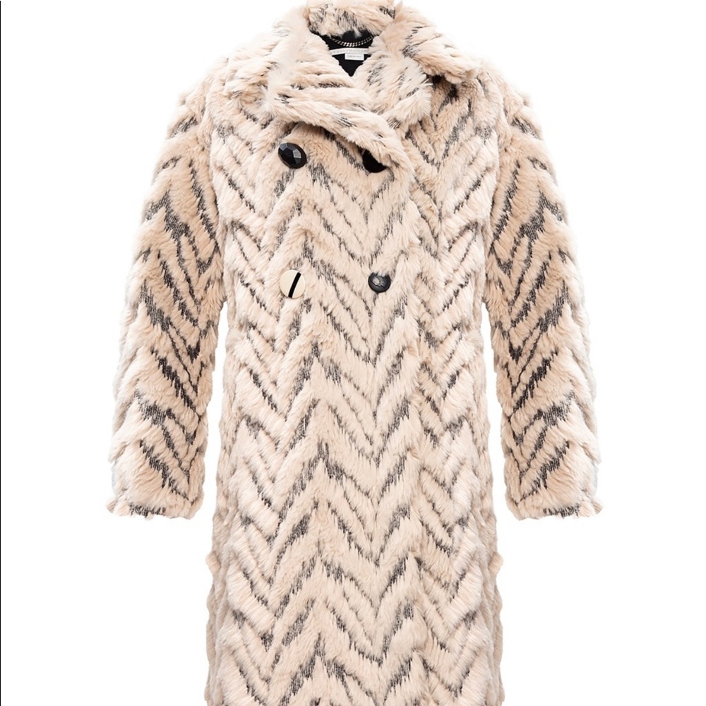 Stella McCartney Faux Fur Chevron Coat